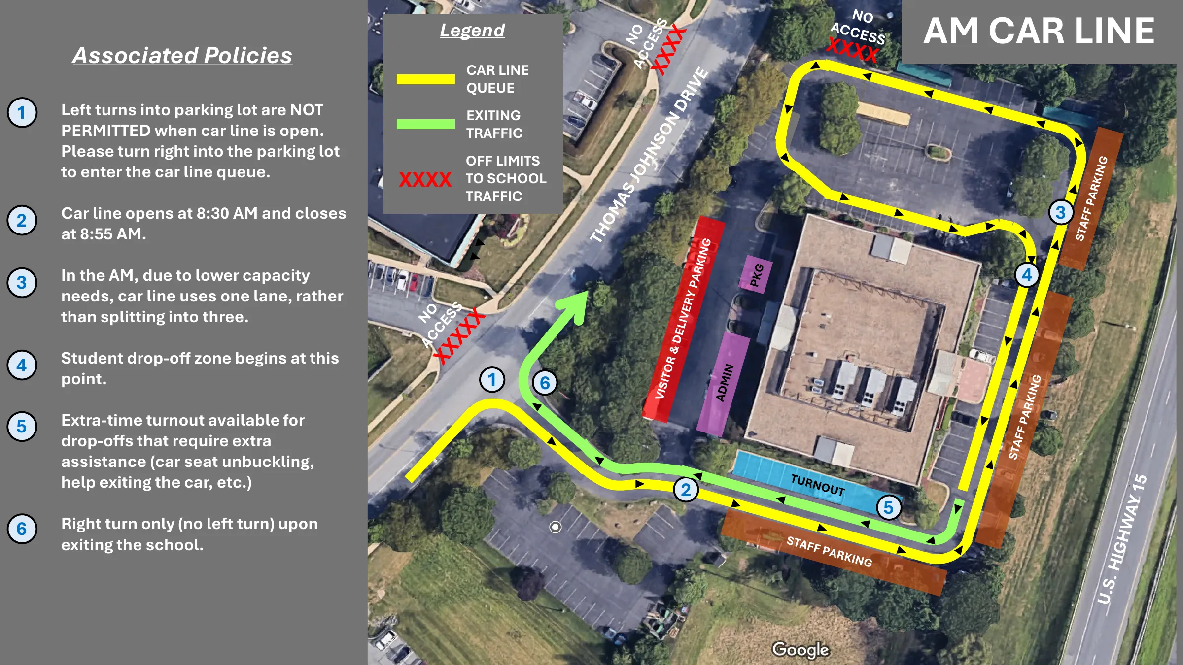 Morning carline traffic flow map for MVMPCS